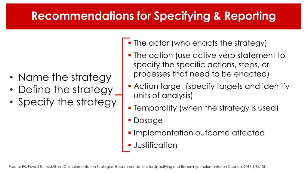 recommendations for specifying reporting