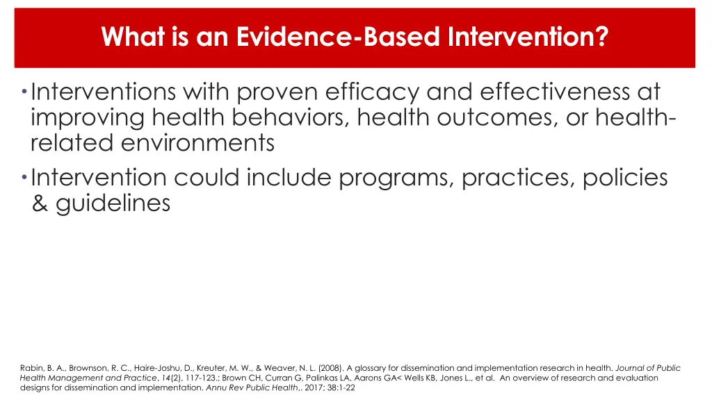 what is an evidence based intervention