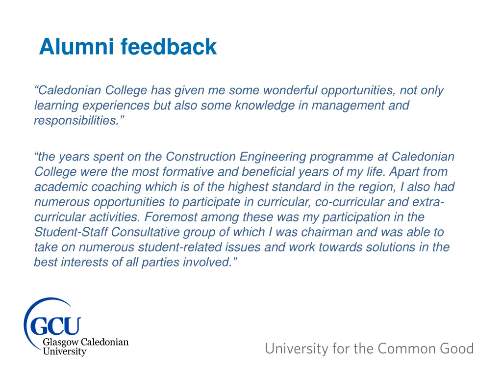 alumni feedback