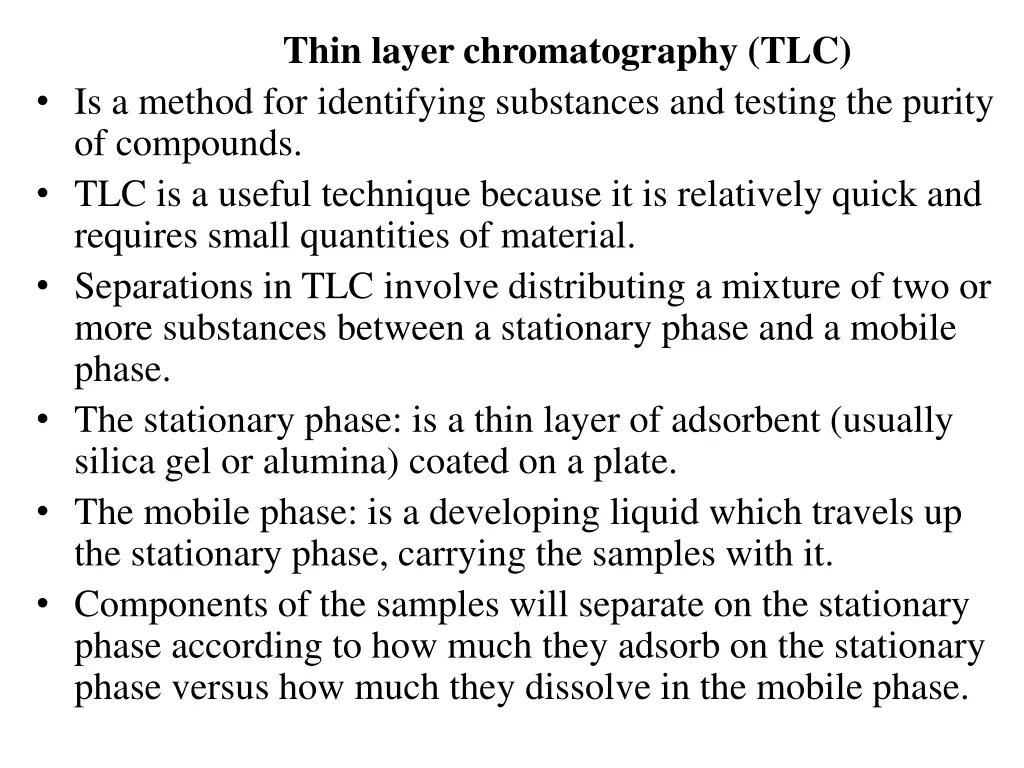 thin layer chromatography tlc is a method