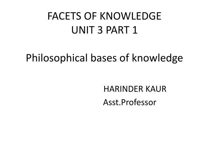 facets of knowledge unit 3 part 1