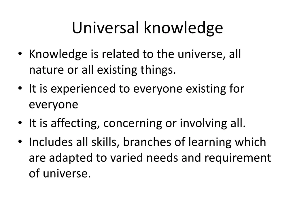 universal knowledge