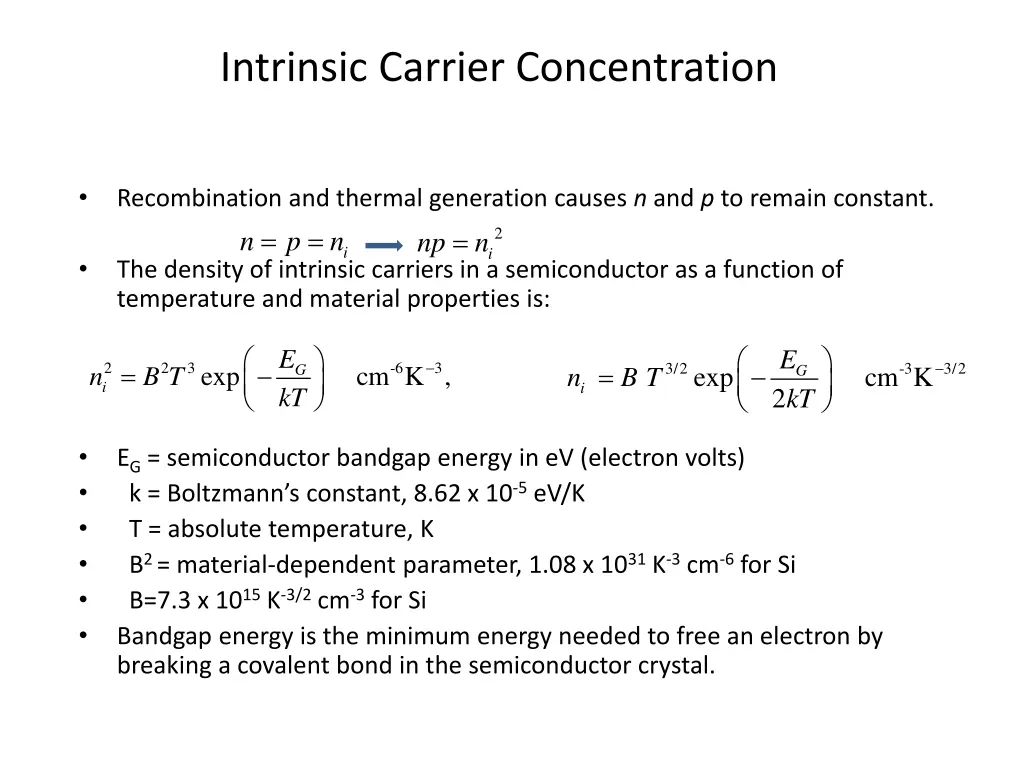 intrinsic carrier concentration