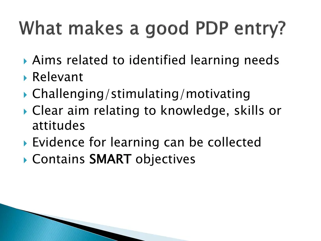 aims related to identified learning needs