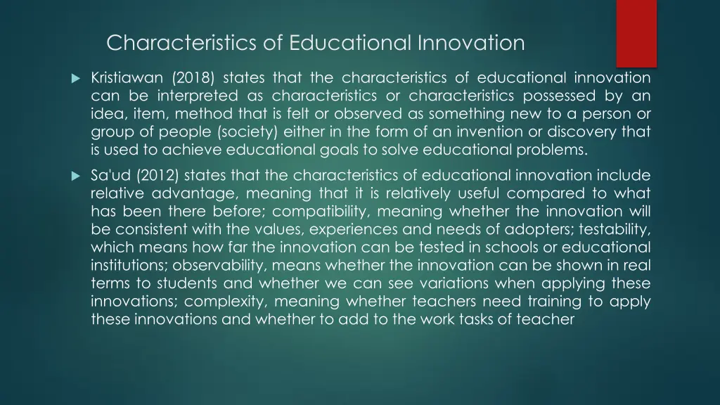 characteristics of educational innovation