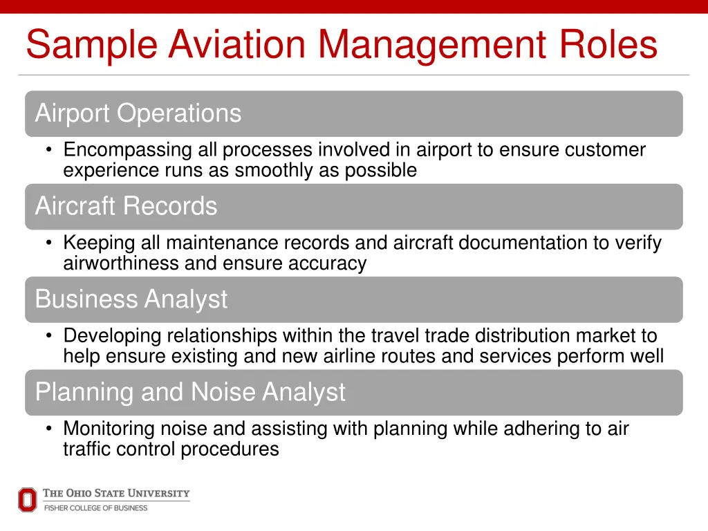 sample aviation management roles