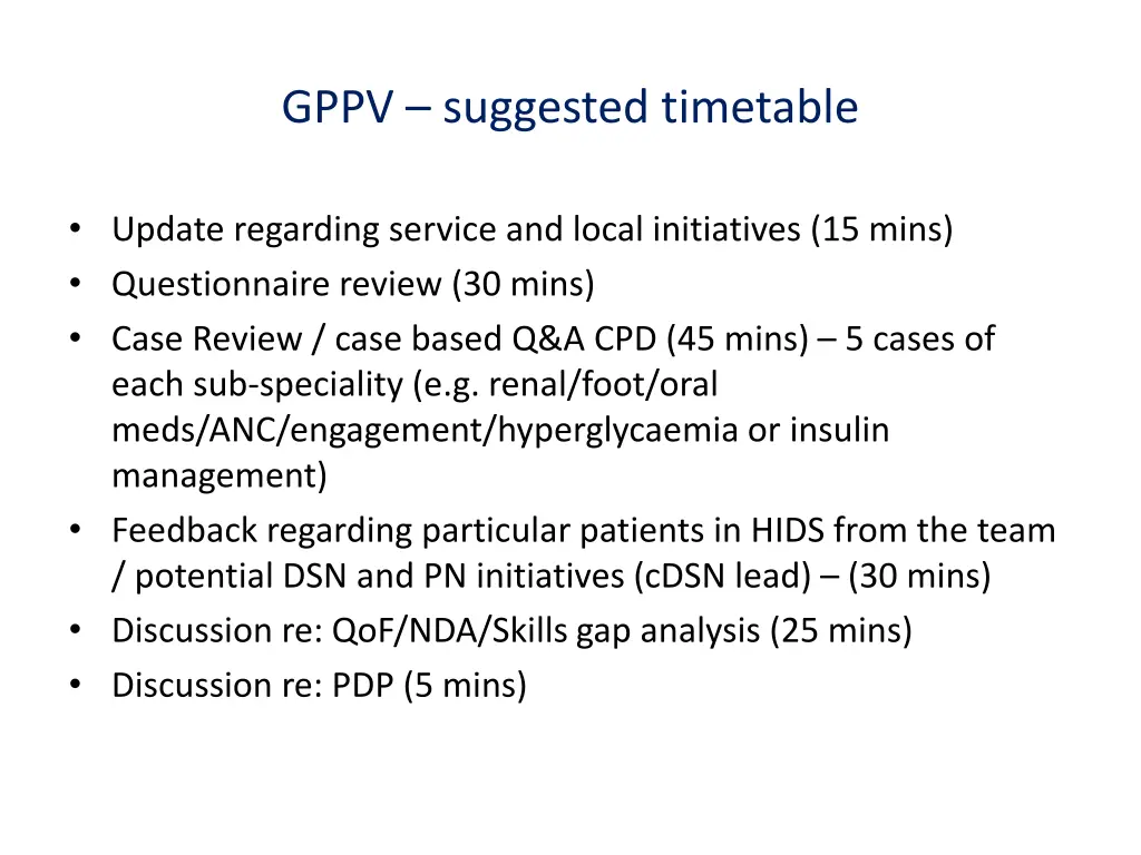 gppv suggested timetable