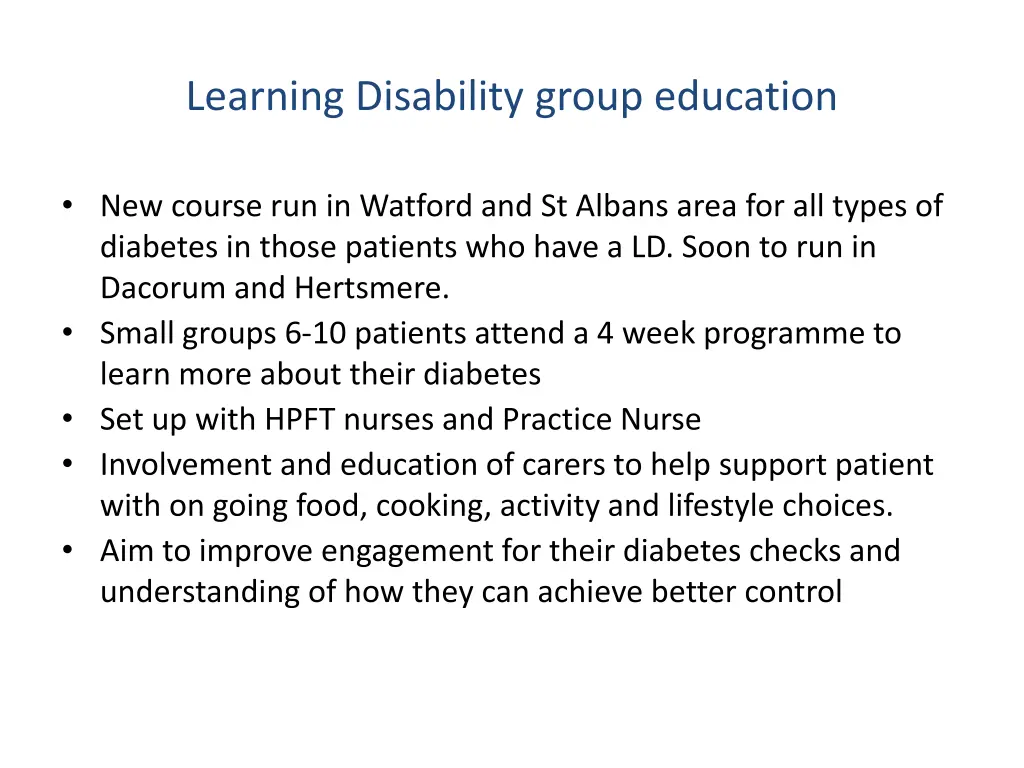 learning disability group education