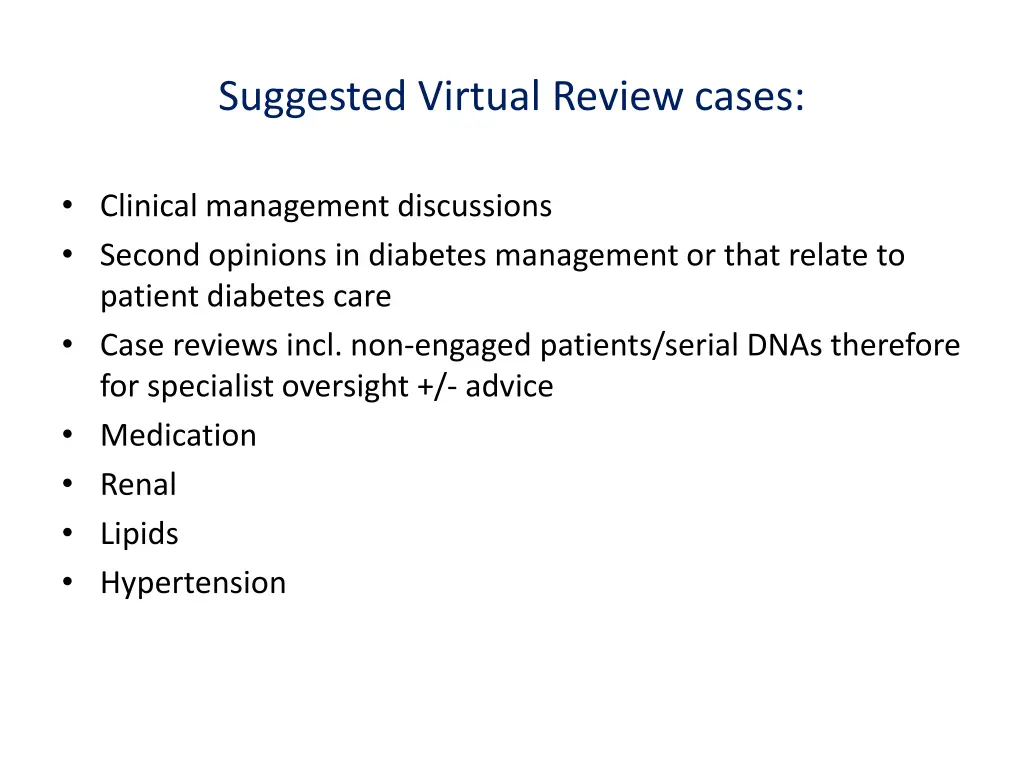 suggested virtual review cases