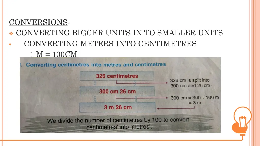 conversions converting bigger units in to smaller