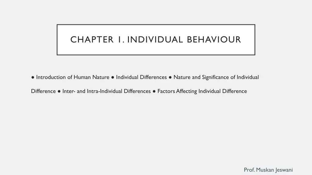 chapter 1 individual behaviour