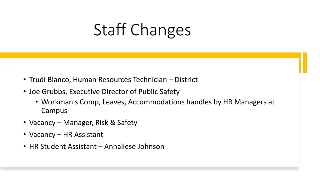 staff changes