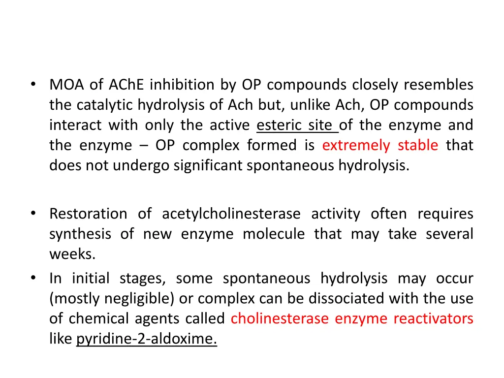 moa of ache inhibition by op compounds closely