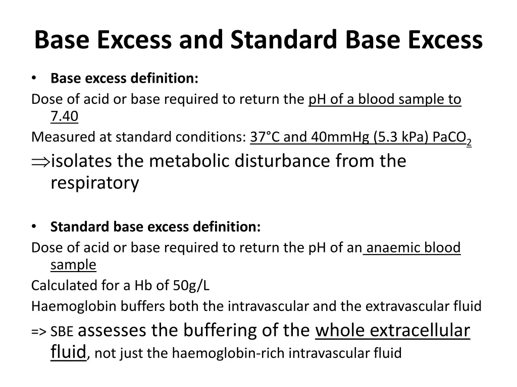 base excess and standard base excess