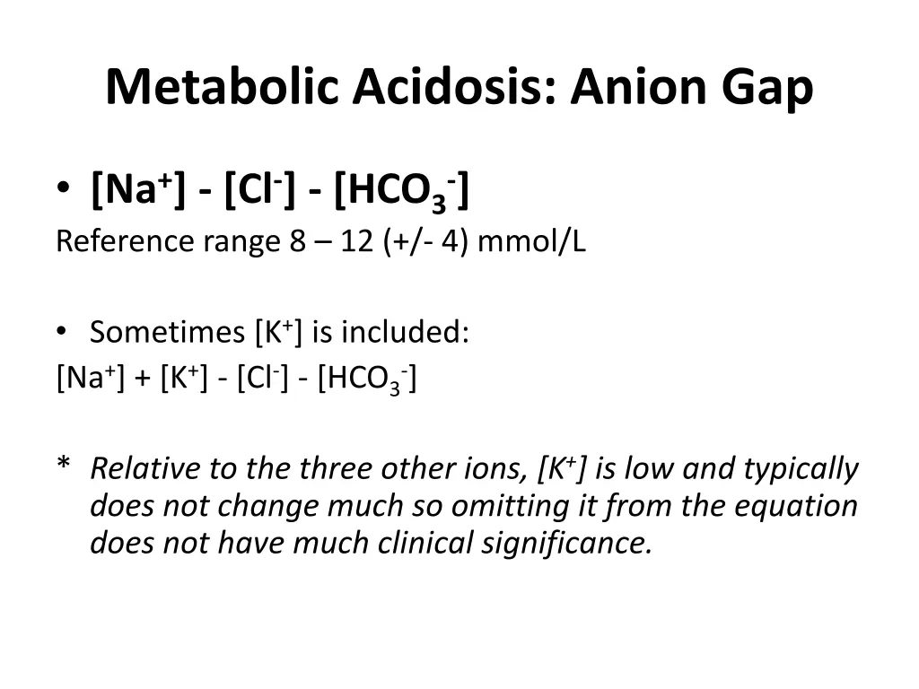 metabolic acidosis anion gap