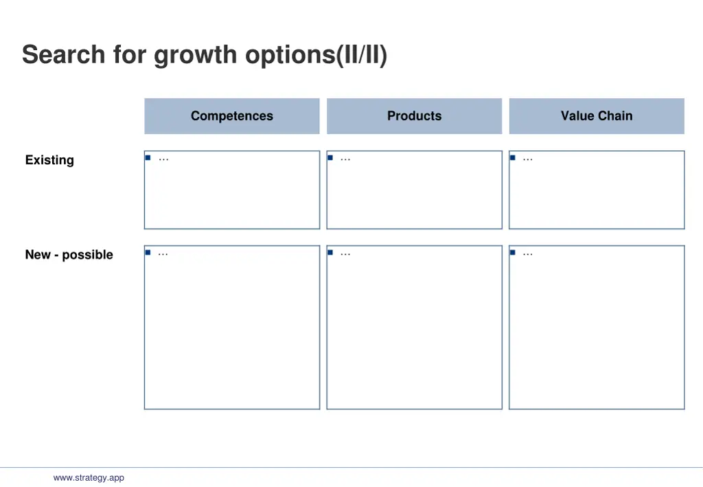 search for growth options ii ii