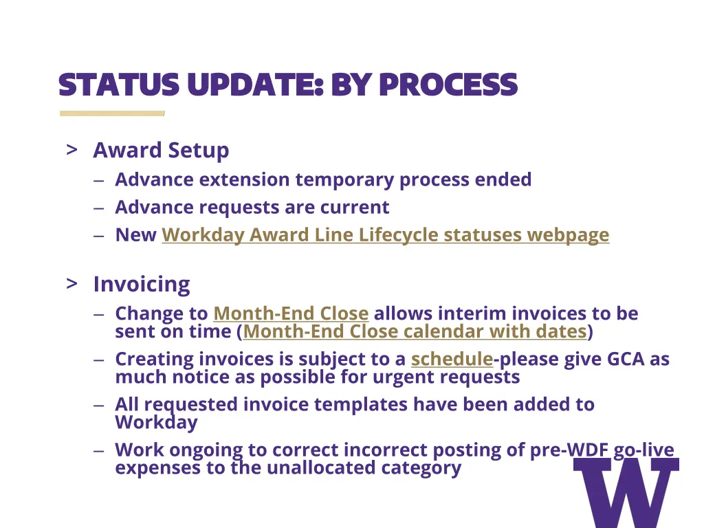 status update by process status update by process