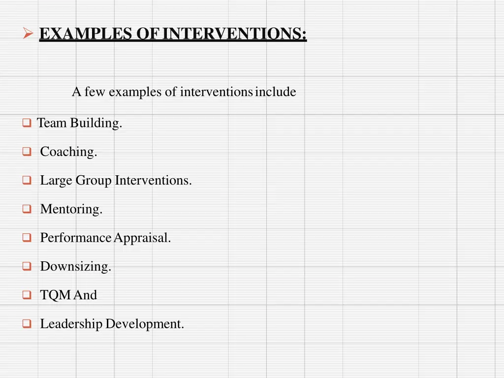 examples ofinterventions