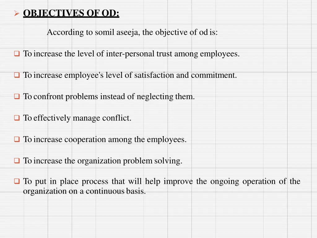 objectives ofod