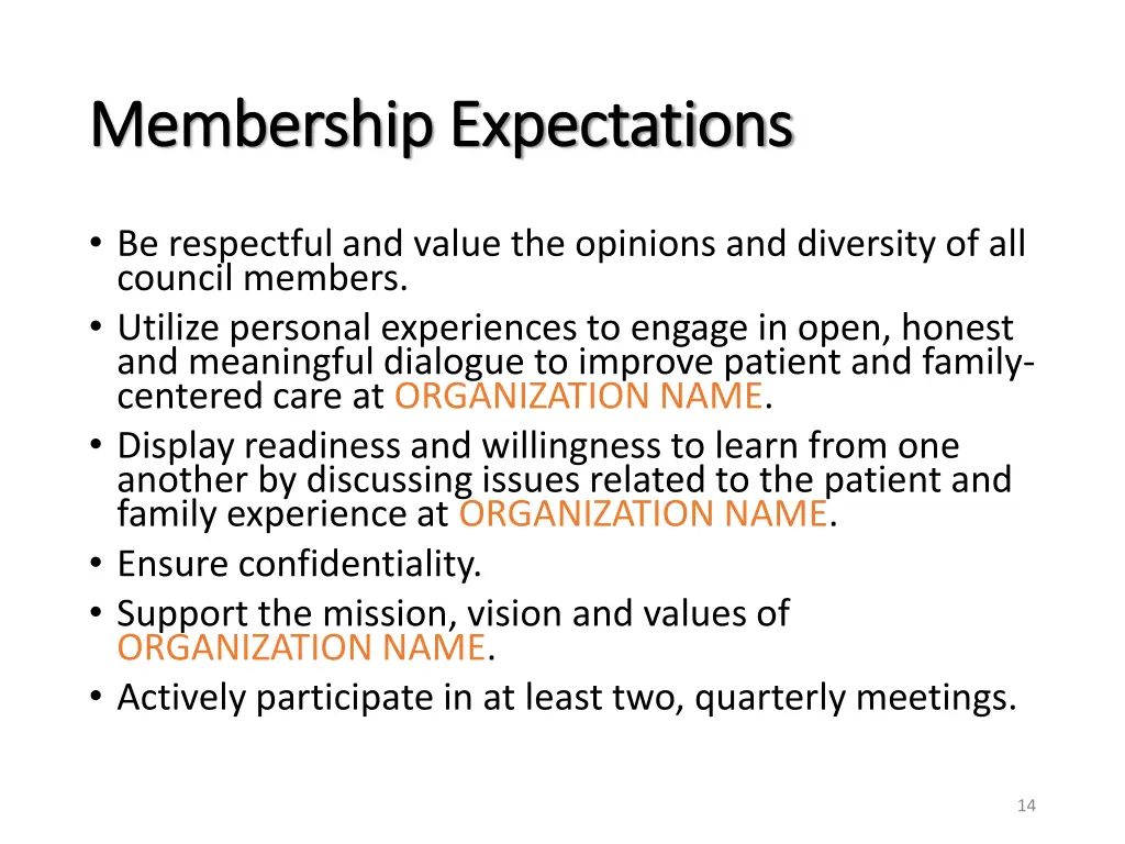 membership expectations membership expectations