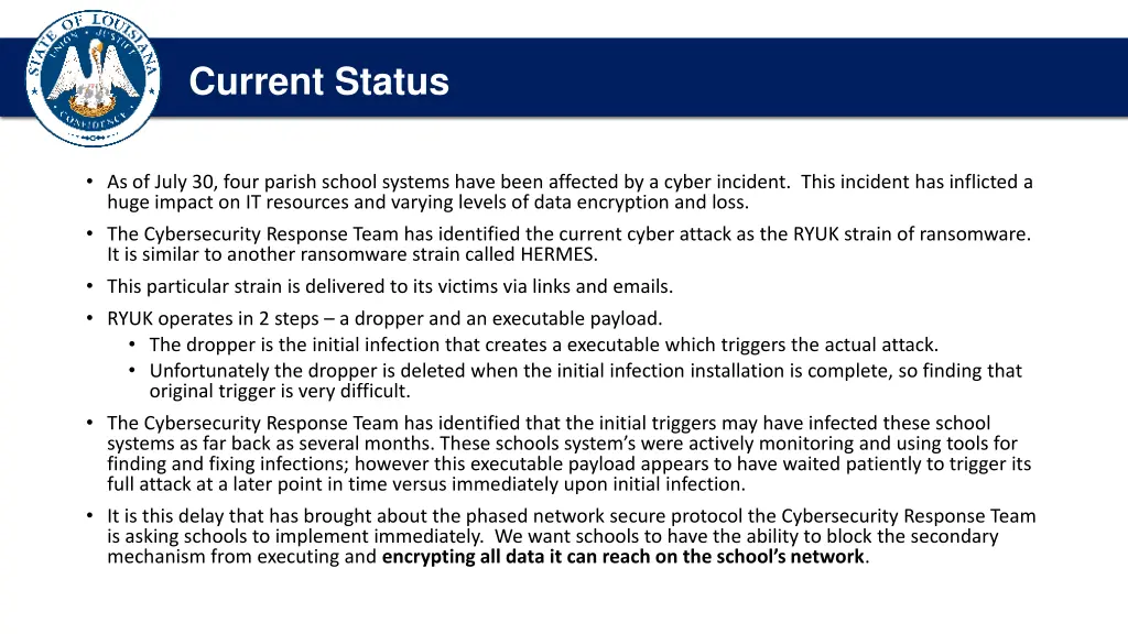 introduction and opening comments current status