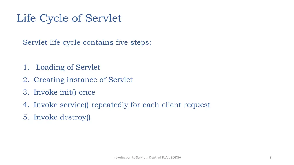 life cycle of servlet