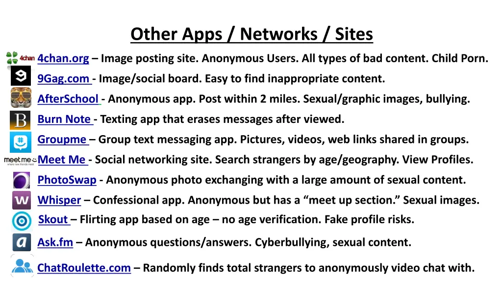 other apps networks sites