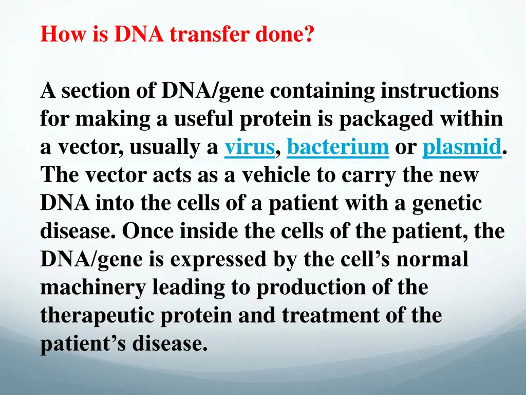 how is dna transfer done