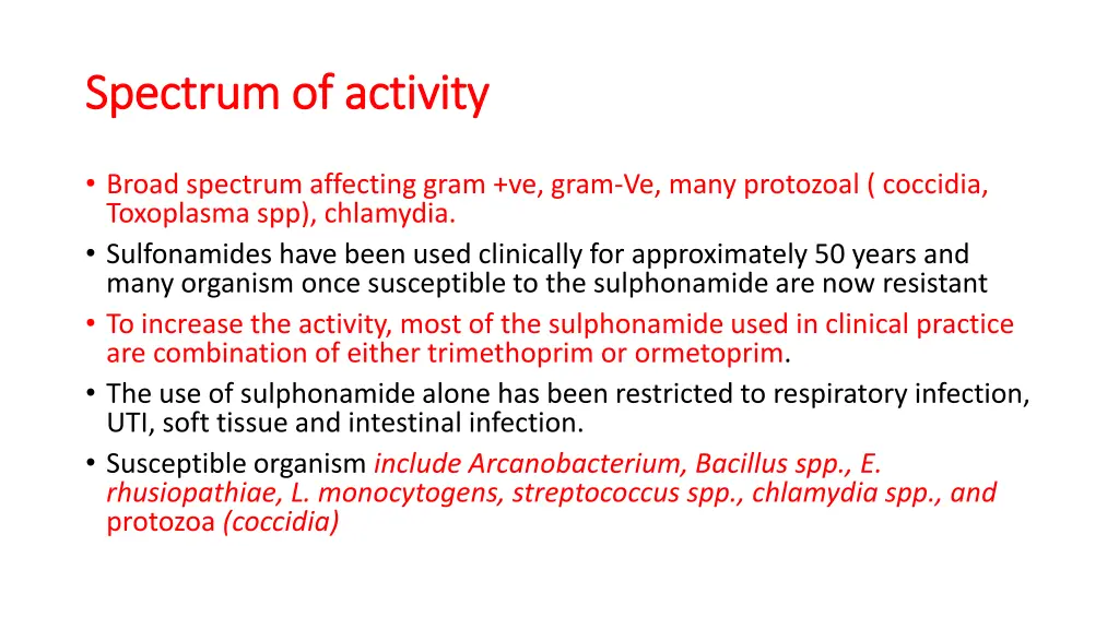 spectrum of activity spectrum of activity