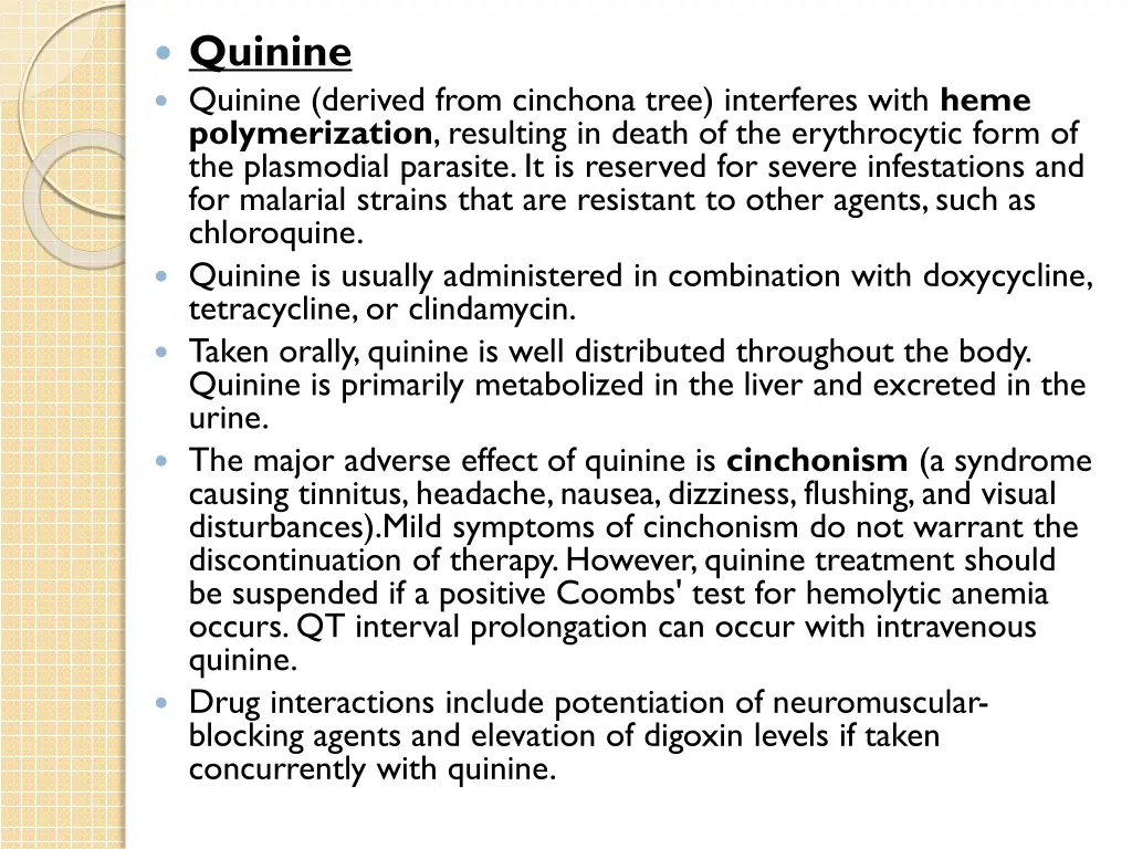 quinine quinine derived from cinchona tree