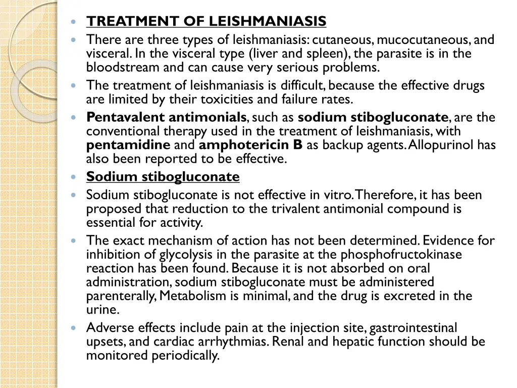 treatment of leishmaniasis there are three types