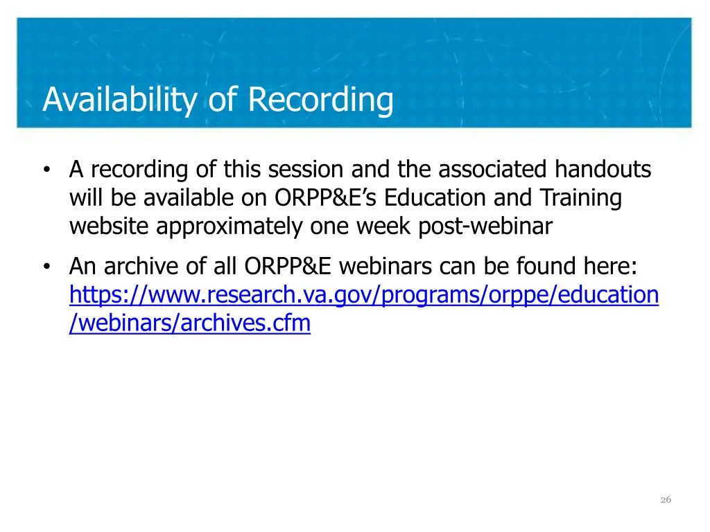 availability of recording