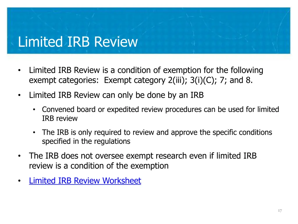 limited irb review