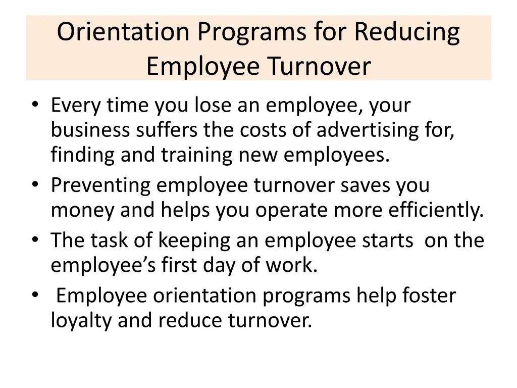 orientation programs for reducing employee