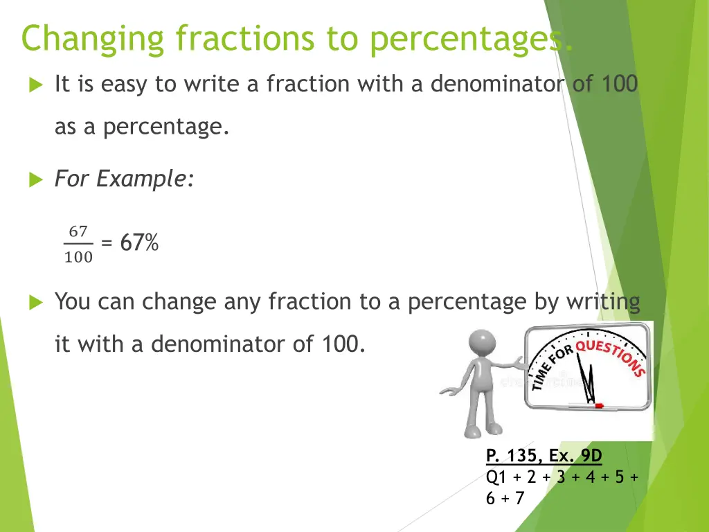 changing fractions to percentages