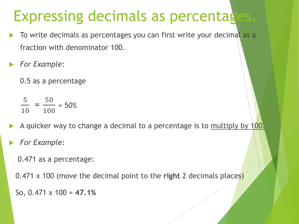 expressing decimals as percentages