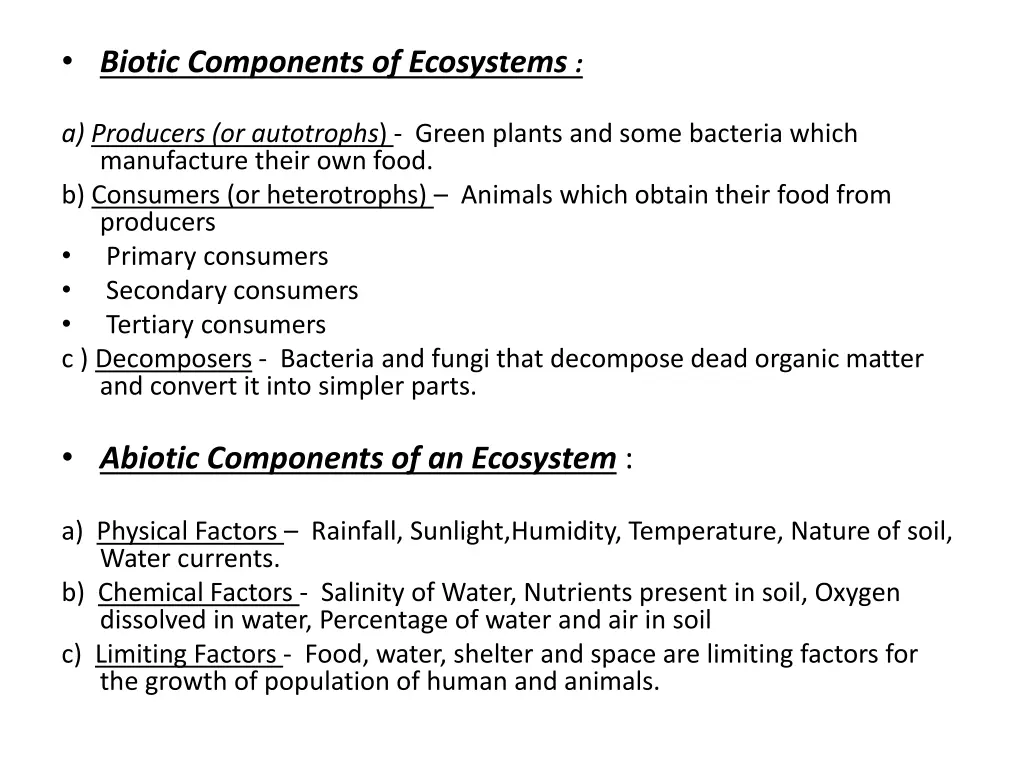 biotic components of ecosystems