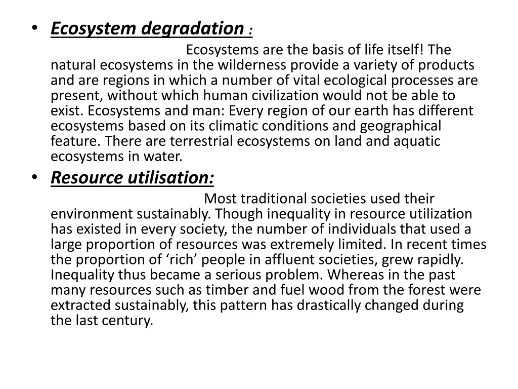 ecosystem degradation