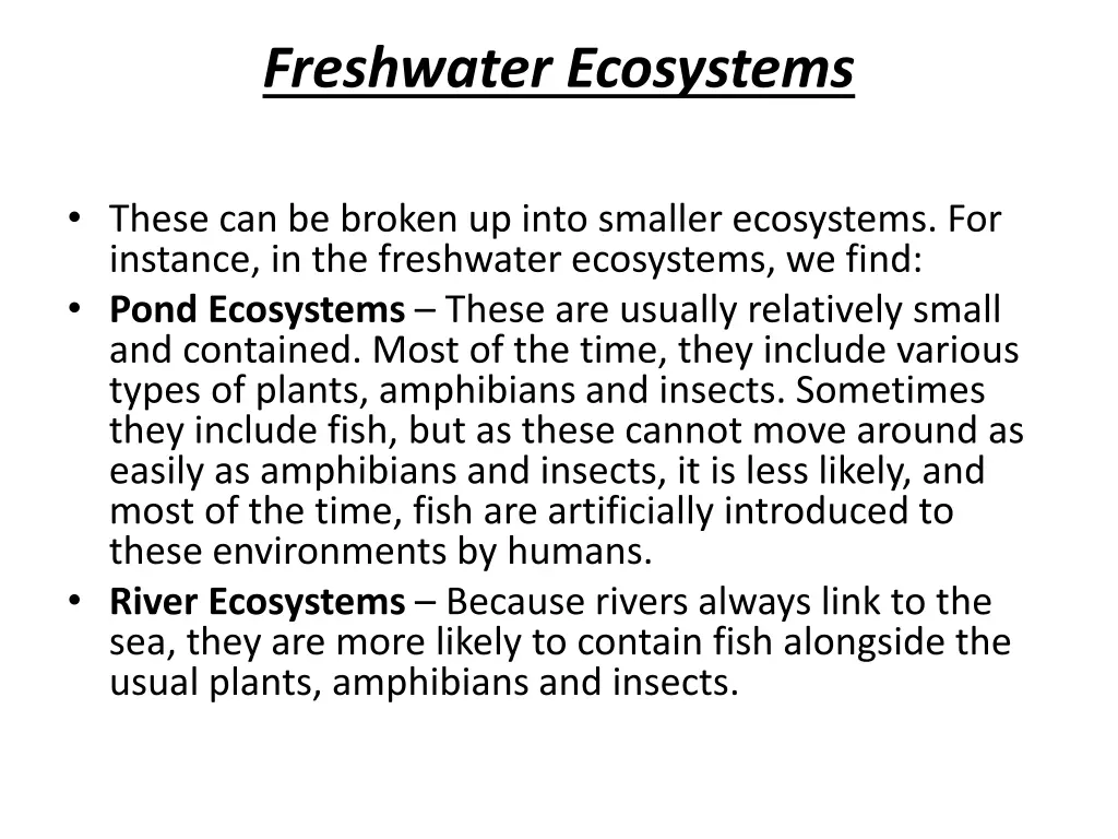 freshwater ecosystems