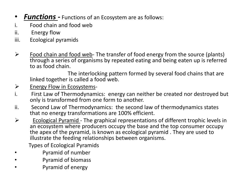 functions functions of an ecosystem