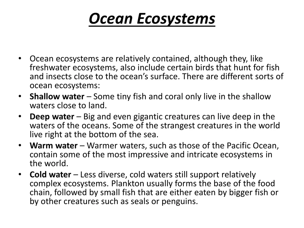 ocean ecosystems