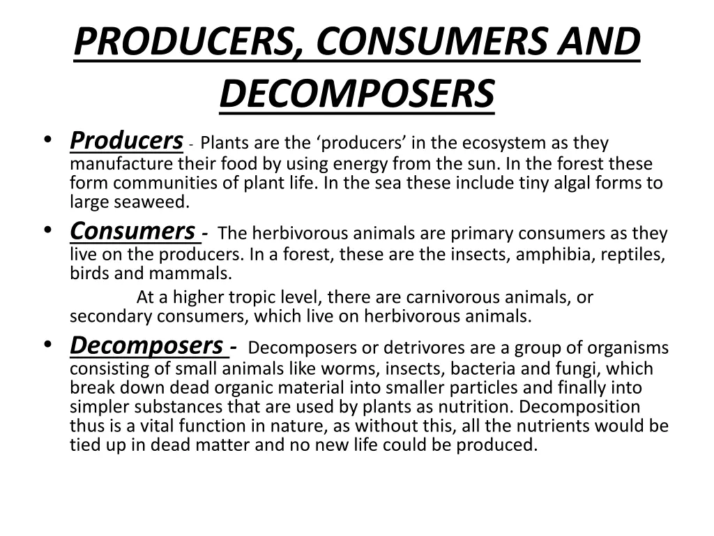 producers consumers and decomposers producers