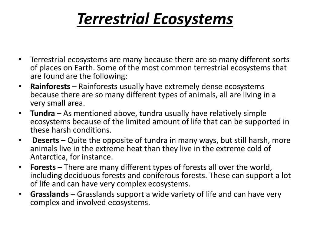 terrestrial ecosystems