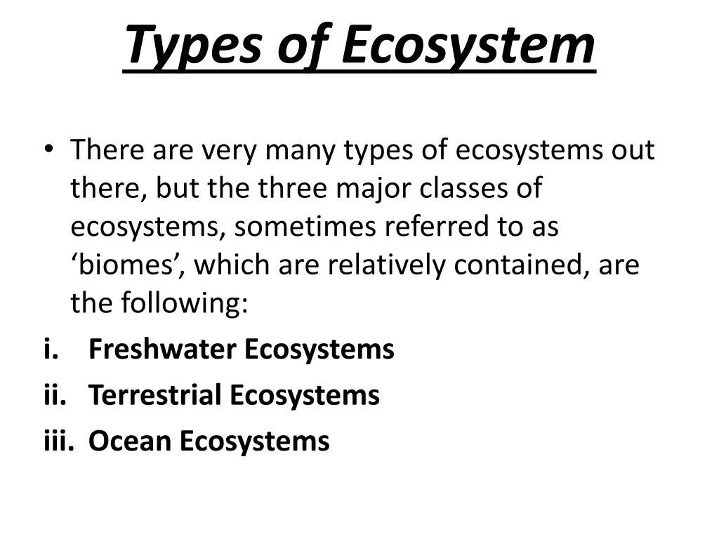 types of ecosystem