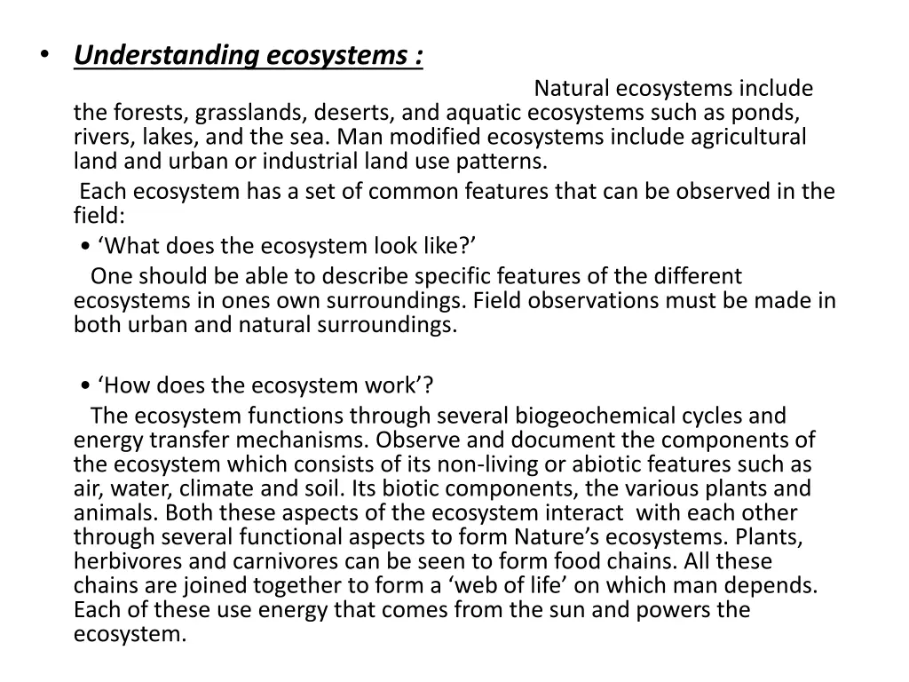 understanding ecosystems