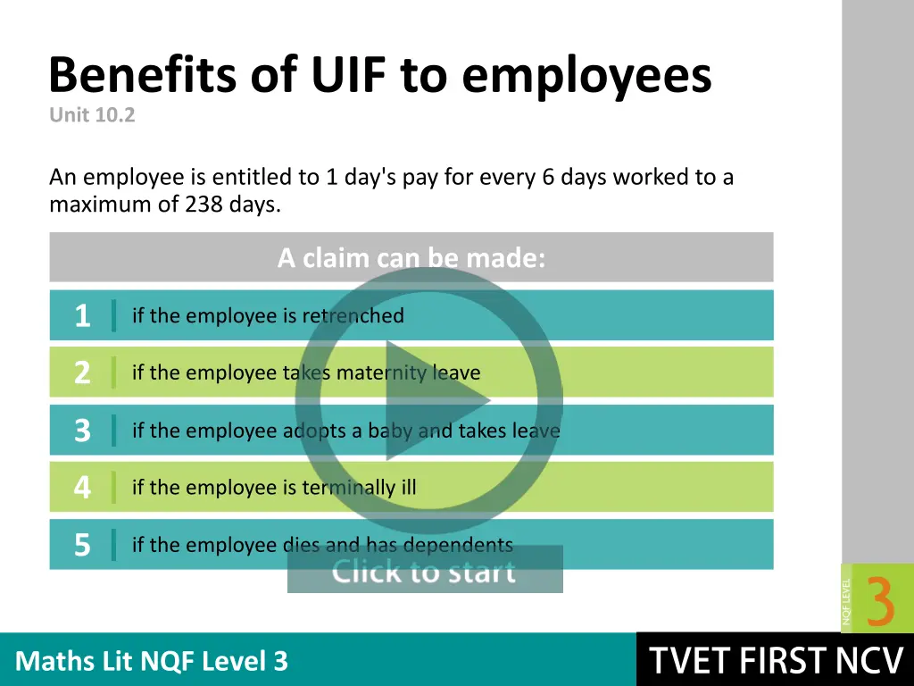 benefits of uif to employees unit 10 2