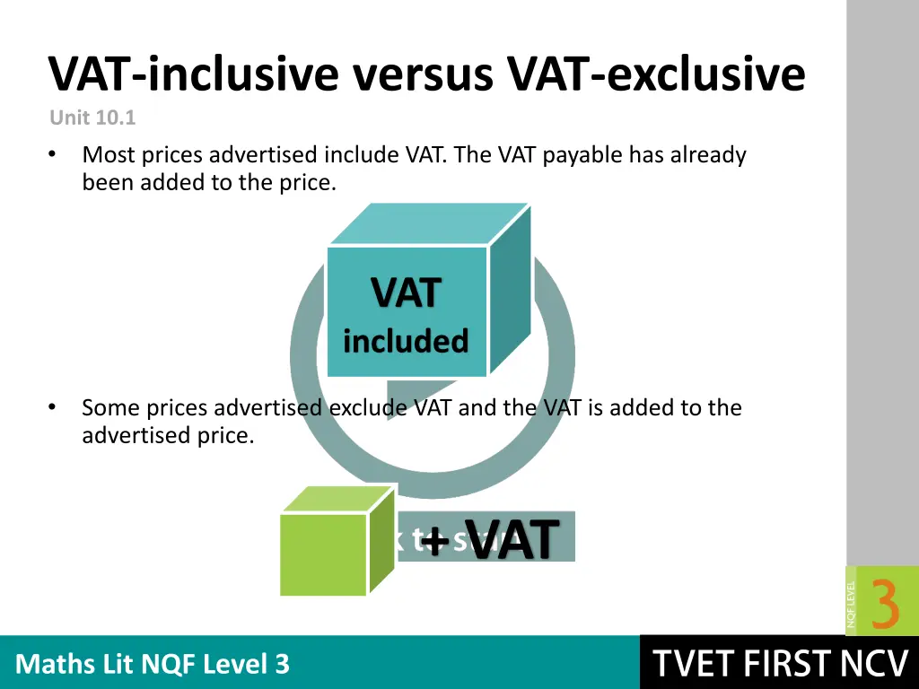 vat inclusive versus vat exclusive unit 10 1