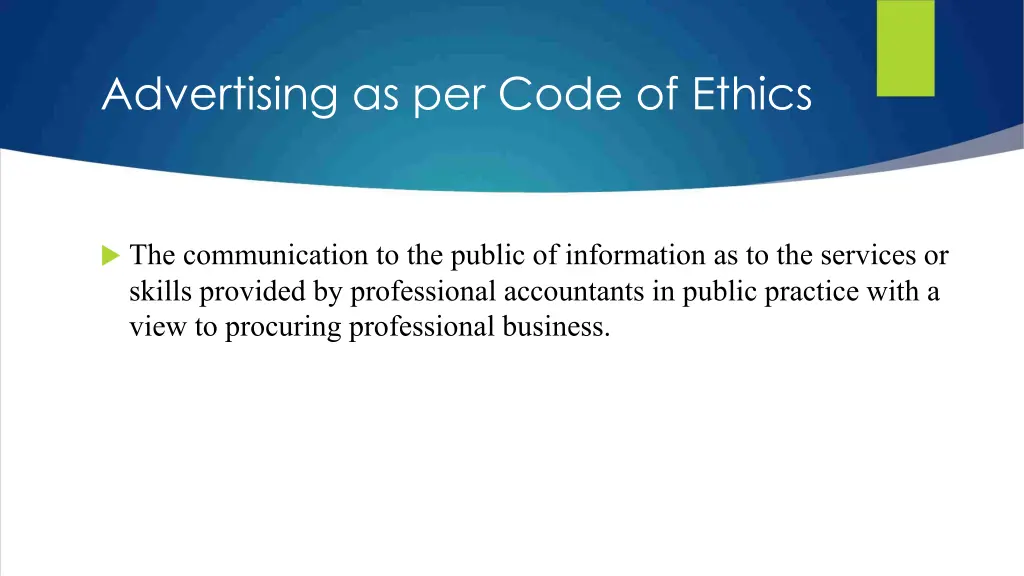 advertising as per code of ethics