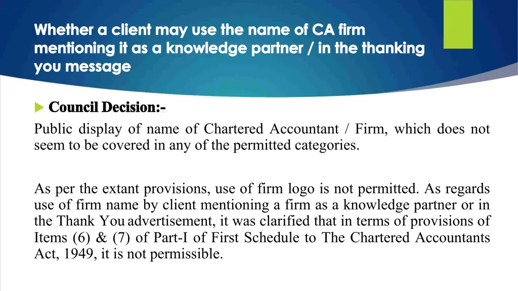 whether a client may use the name of ca firm