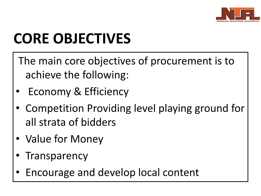 core objectives